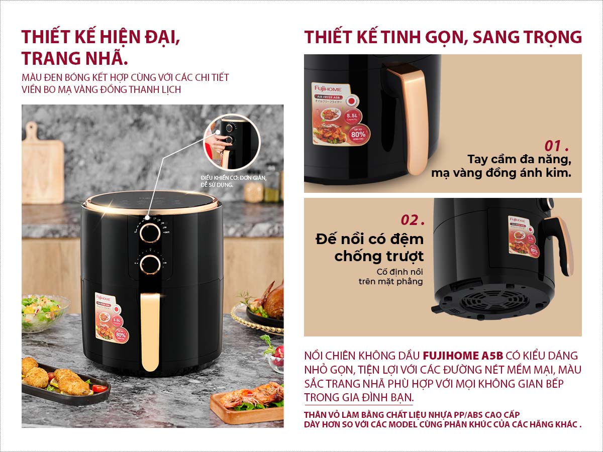 Đặc điểm nổi bật của nồi chiên không dầu Fujihome A5B