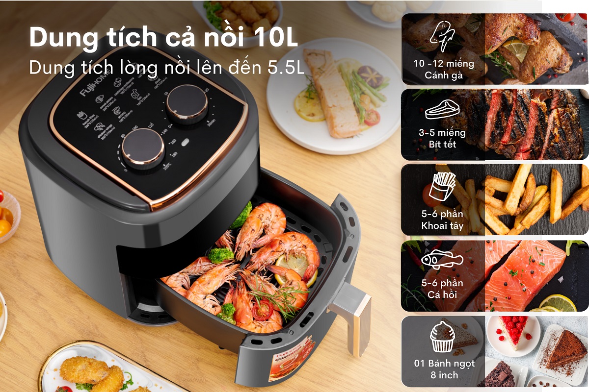 Đặc điểm nổi bật của nồi chiên không dầu Fujihome A5GG