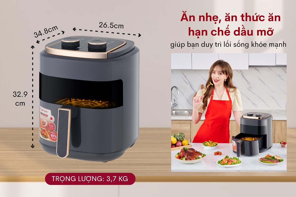 Đặc điểm nổi bật của nồi chiên không dầu Fujihome A5GG