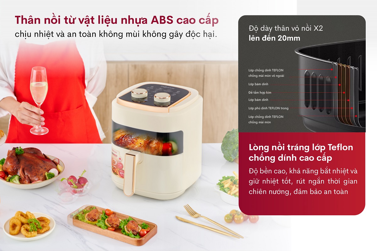 Ưu điểm nổi bật của nồi chiên không dầu Fujihome A5GW 5.5Lít
