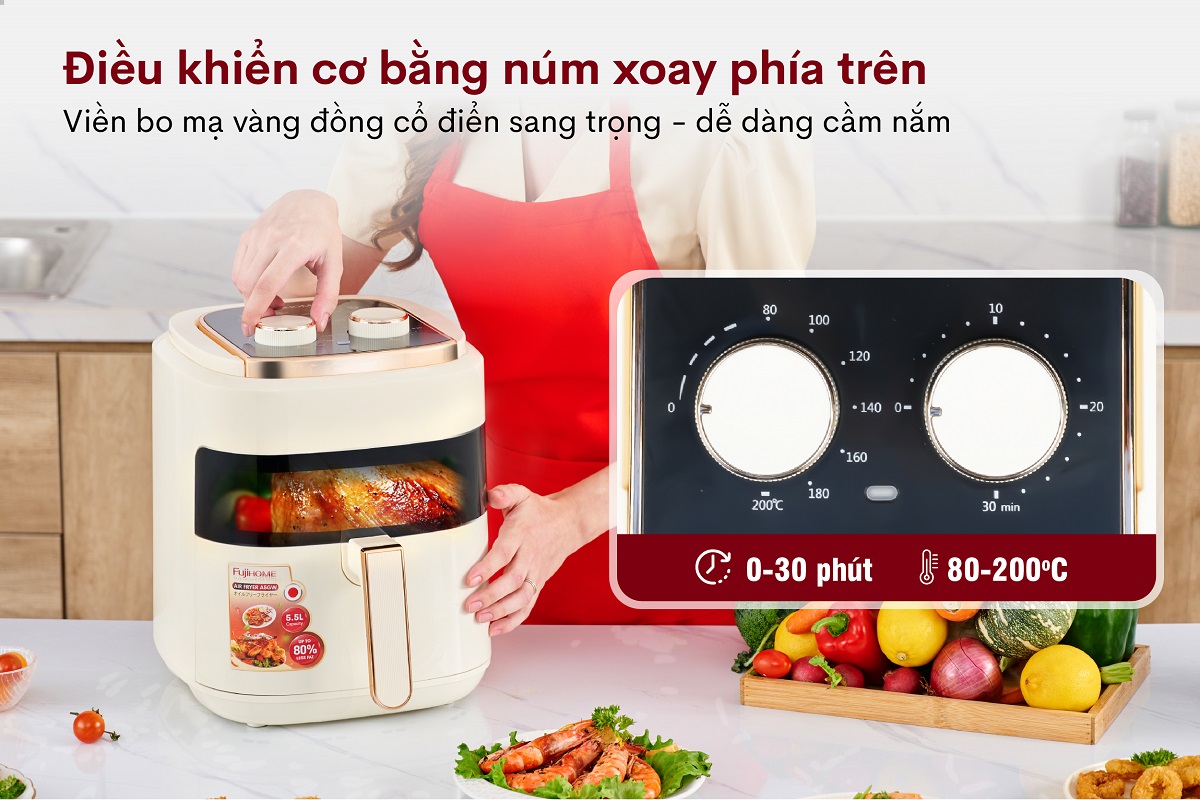 Ưu điểm nổi bật của nồi chiên không dầu Fujihome A5GW 5.5Lít