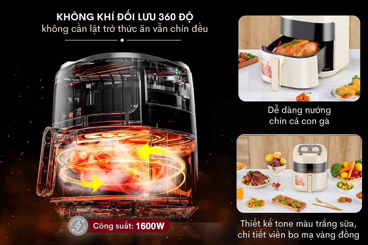 Ưu điểm nổi bật của nồi chiên không dầu Fujihome A5GW 5.5Lít