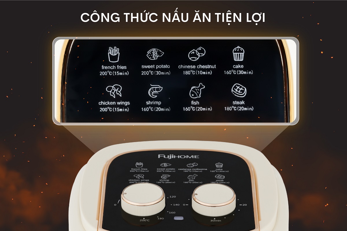 Ưu điểm nổi bật của nồi chiên không dầu Fujihome A5GW 5.5Lít