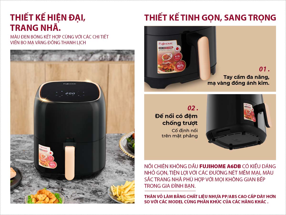 Đặc điểm nổi bất của nồi chiên không dầu Fujihome A6DB