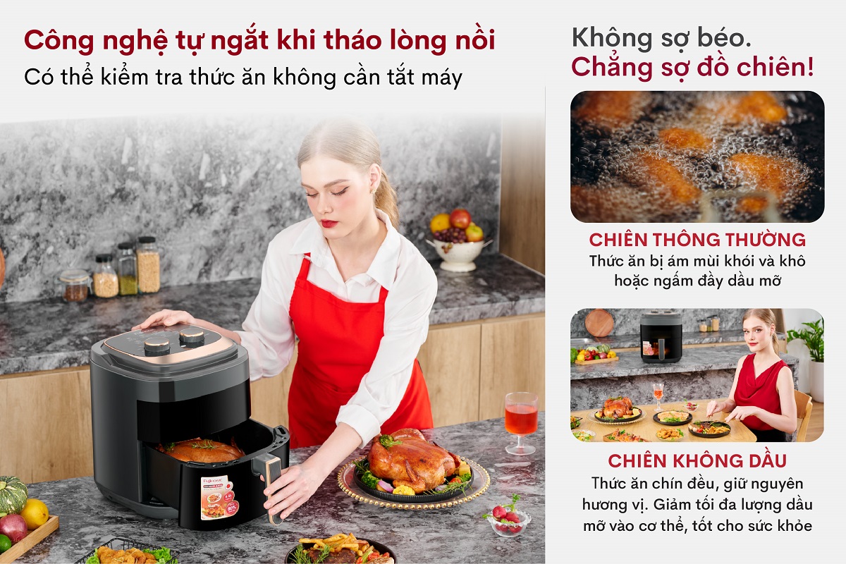 Tính năng tiện ích của nồi chiên không dầu Fujihome A6GG 6,5Lít