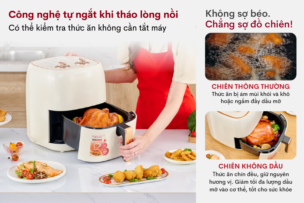 Ưu điểm nổi bật của nồi chiên không dầu Fujihome A6W 6,5Lít