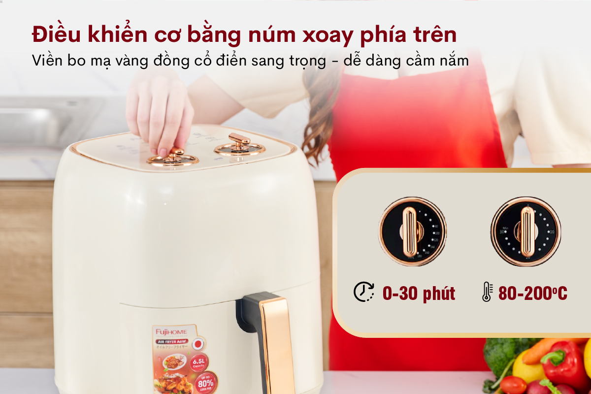 Ưu điểm nổi bật của nồi chiên không dầu Fujihome A6W 6,5Lít