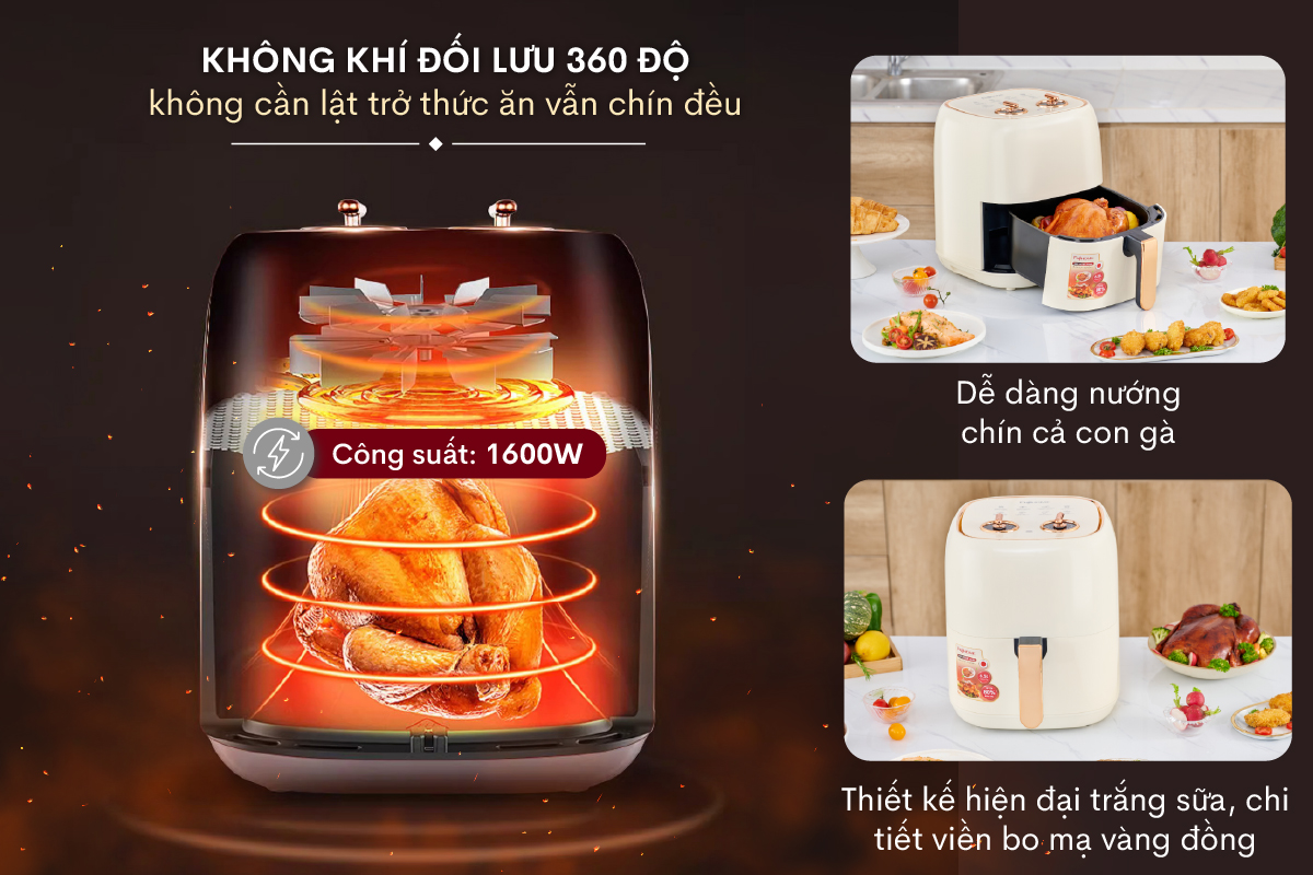 Ưu điểm nổi bật của nồi chiên không dầu Fujihome A6W 6,5Lít