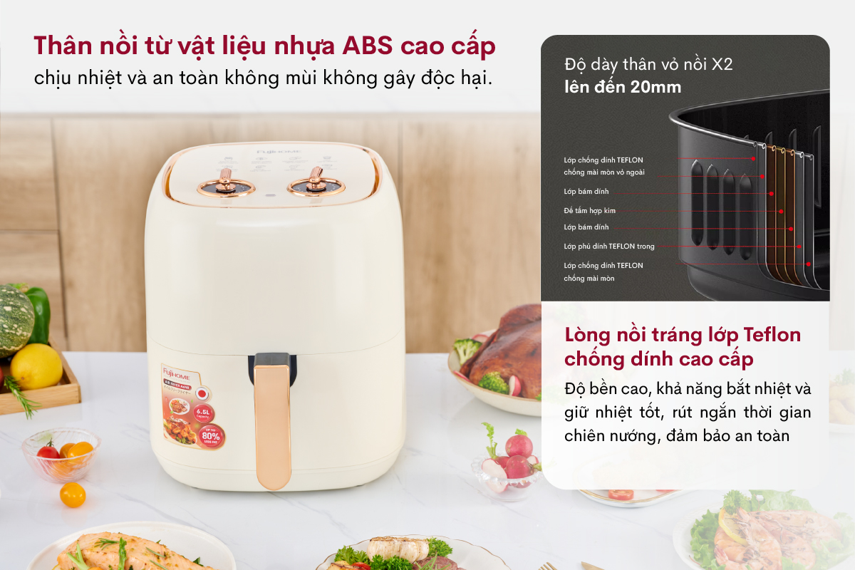 Ưu điểm nổi bật của nồi chiên không dầu Fujihome A6W 6,5Lít