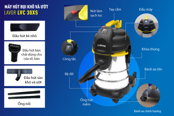 Phụ kiện đi kèm máy hút bụi Lavor DVC 12 PT