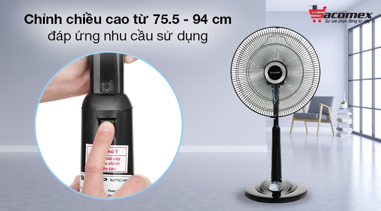 Quạt còn cho phép thay đổi chiều cao dễ dàng