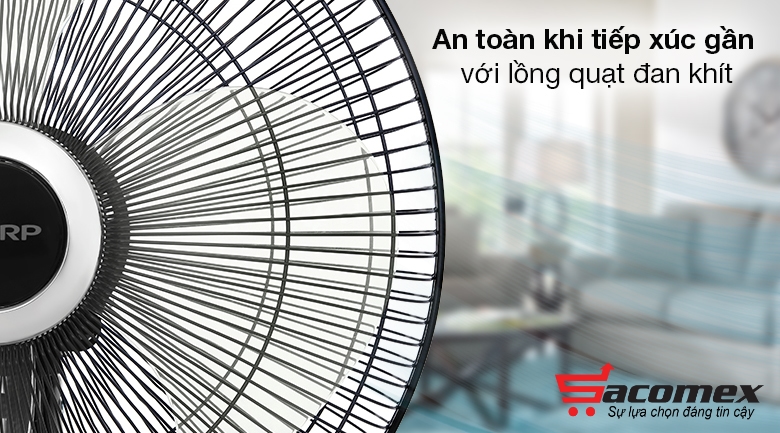 Quạt đứng Sharp PJ-L40RV-DG còn có lồng quạt đan khít