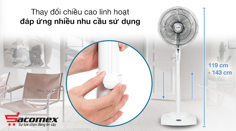 Quạt có khả năng thay đổi chiều cao linh hoạt