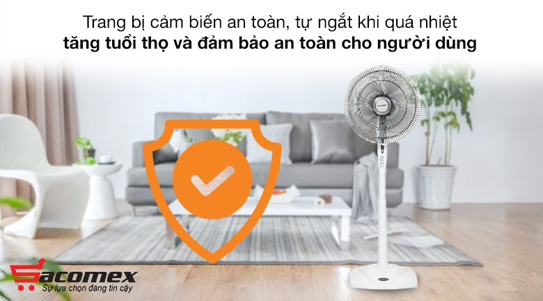 Quạt cũng được trang bị cảm biến an toàn