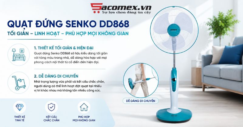 Những ưu điểm vượt trội trên quạt đứng Senko DD868