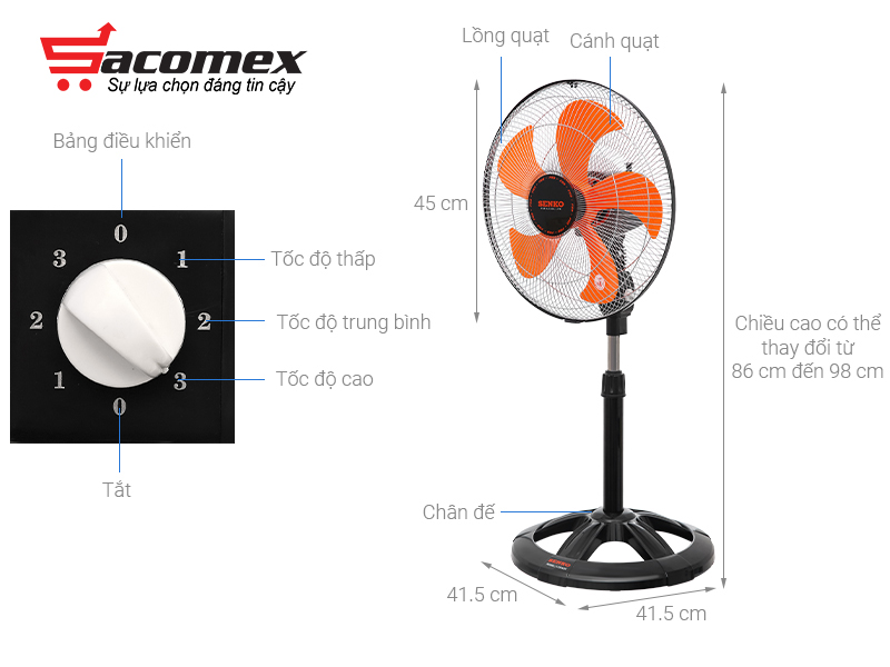 quạt lửng Senko LTS1632