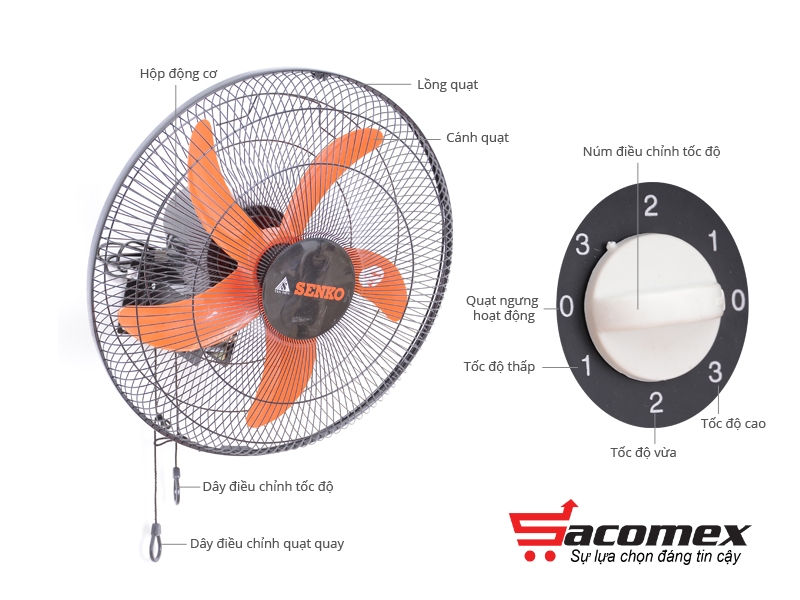 Quạt treo tường 2 dây Senko TC16