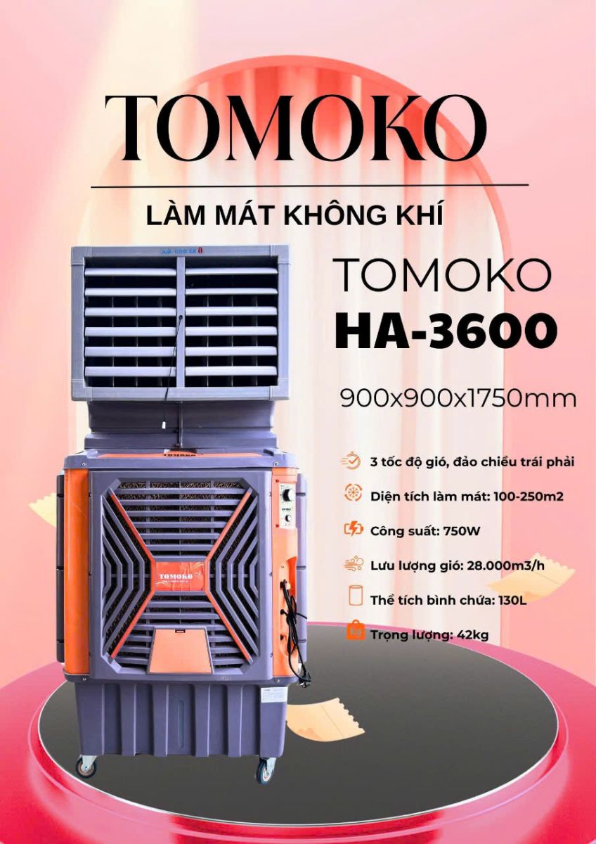 Giới thiệu quạt làm mát khủng long Tomoko HA-3600 130L