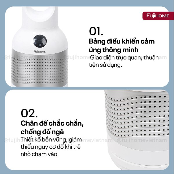 Đặc điểm nổi bật của quạt không cánh lọc không khí Fujihome BF22-HEPA