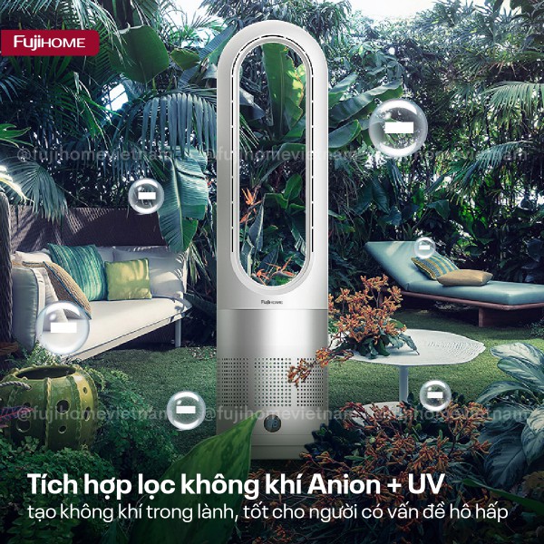 Ưu điểm nổi bật của quạt không cánh mini, lọc không khí khử khuẩn Anion + UV kết nối WIFI Fujihome BF18
