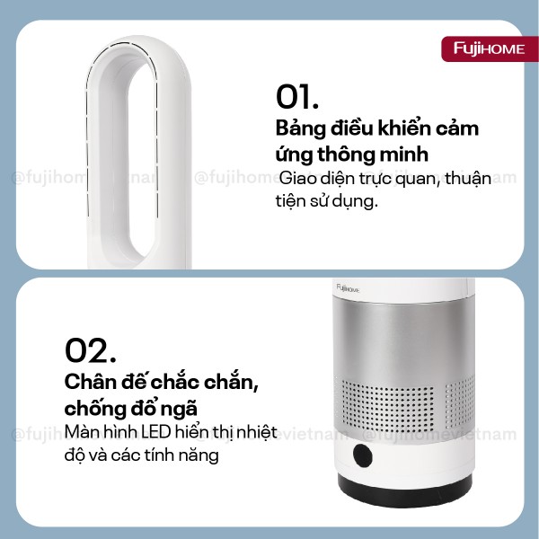 Ưu điểm nổi bật của quạt không cánh mini, lọc không khí khử khuẩn Anion + UV kết nối WIFI Fujihome BF18