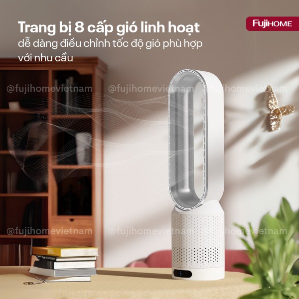 Linh hoạt với 8 cấp độ gió và góc xoay 80°