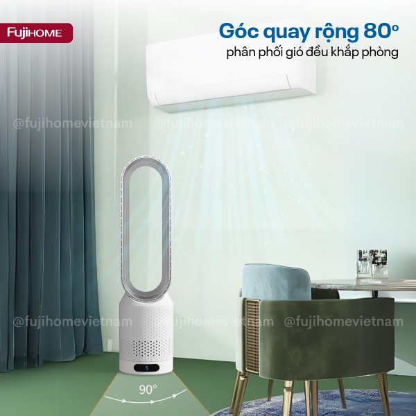 Linh hoạt với 8 cấp độ gió và góc xoay 80°