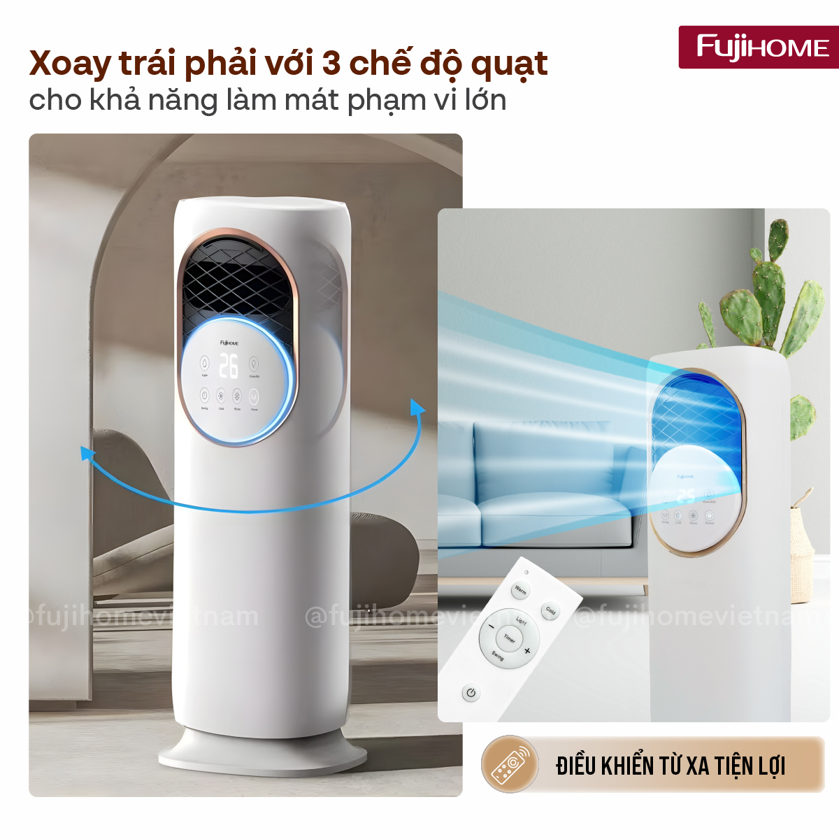 Giới thiệu quạt làm mát, sưởi ấm và tạo ẩm 4 mùa Fujihome AC01