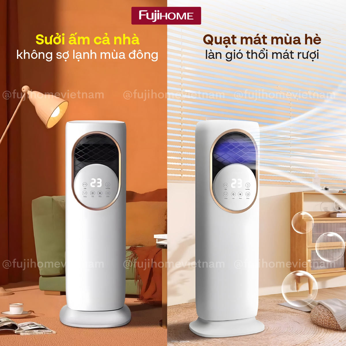 Giới thiệu quạt làm mát, sưởi ấm và tạo ẩm 4 mùa Fujihome AC01