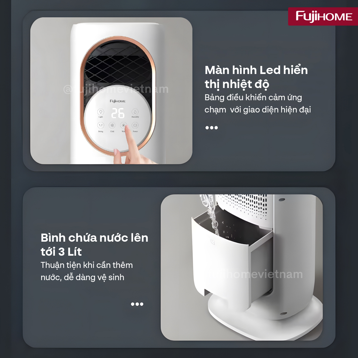 Giới thiệu quạt làm mát, sưởi ấm và tạo ẩm 4 mùa Fujihome AC01
