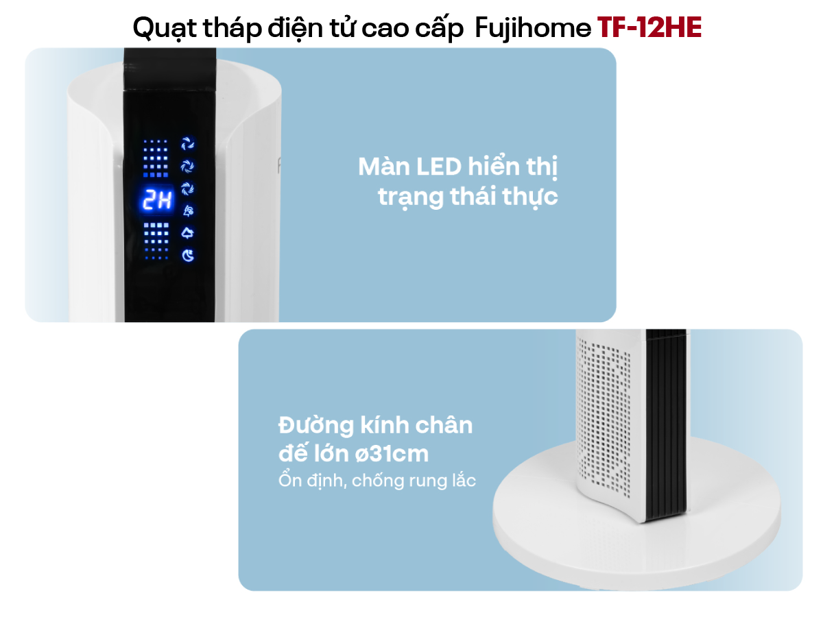 Đặc điểm nổi bật của quạt tháp điện tử cao cấp Fujihome TF-12HE