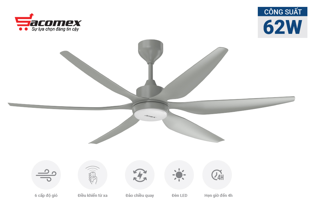 Giới thiệu về quạt trần 6 cánh Sunhouse APEX APF7698