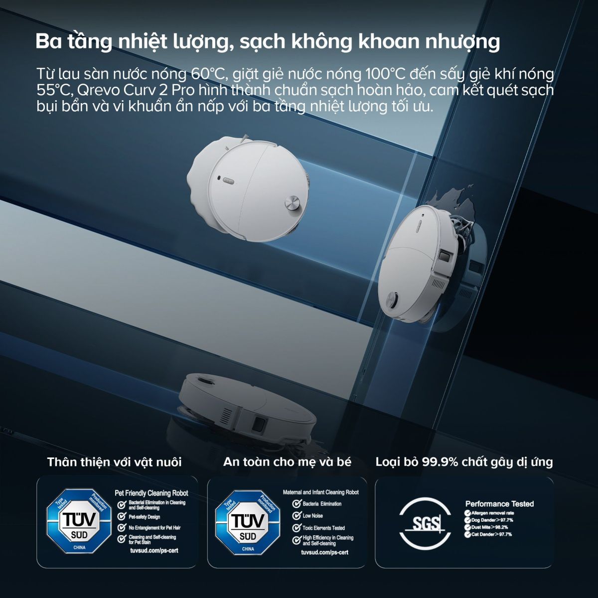 Ưu điểm nổi bật của Robot hút bụi lau nhà Roborock QRevo Curv 2 Pro