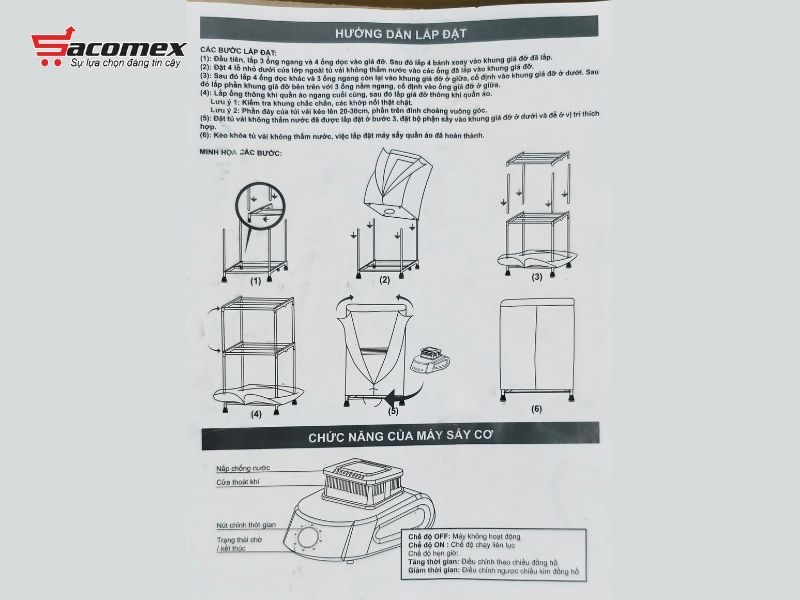 Hướng dẫn lắp đặt tủ sấy quần áo Matako 868M