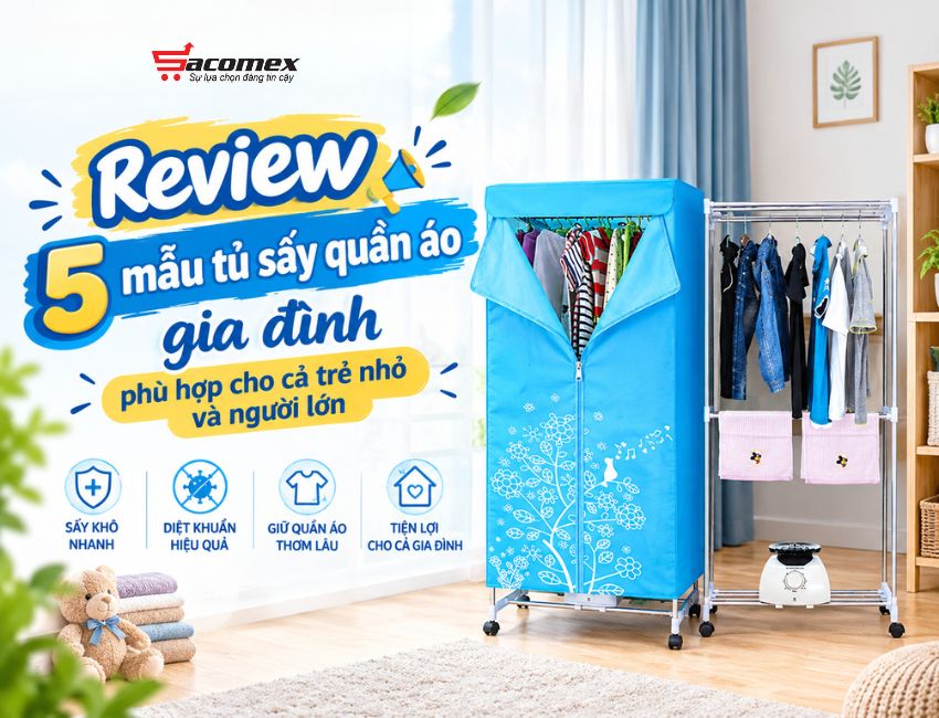Review 5 mẫu tủ sấy quần áo gia đình phù hợp cho cả trẻ nhỏ và người lớn