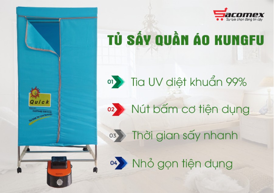 Ưu điểm nổi bật của tủ sấy quần áo Kungfu