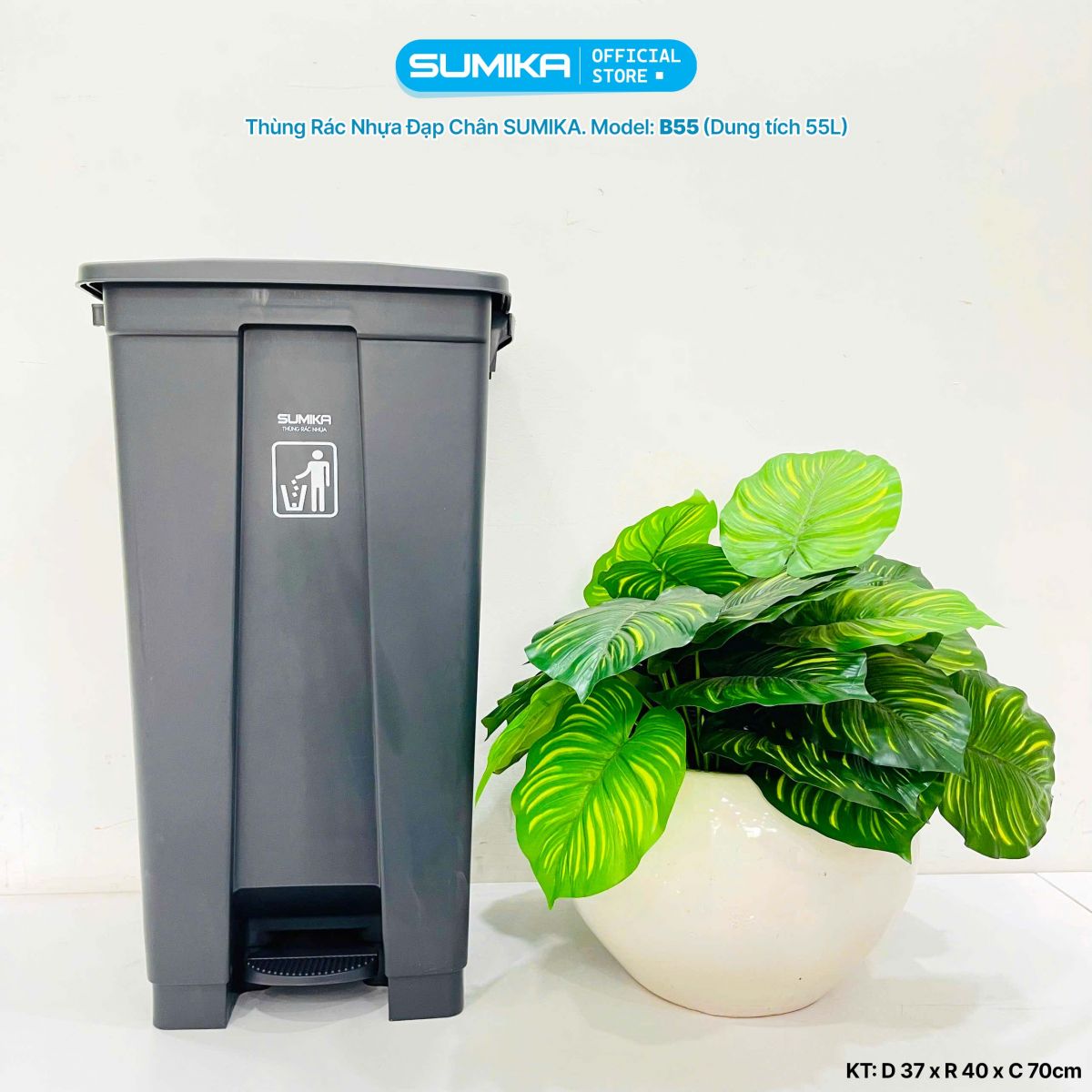 Ứng dụng và vị trí phù hợp để đặt thùng rác Sumika B55