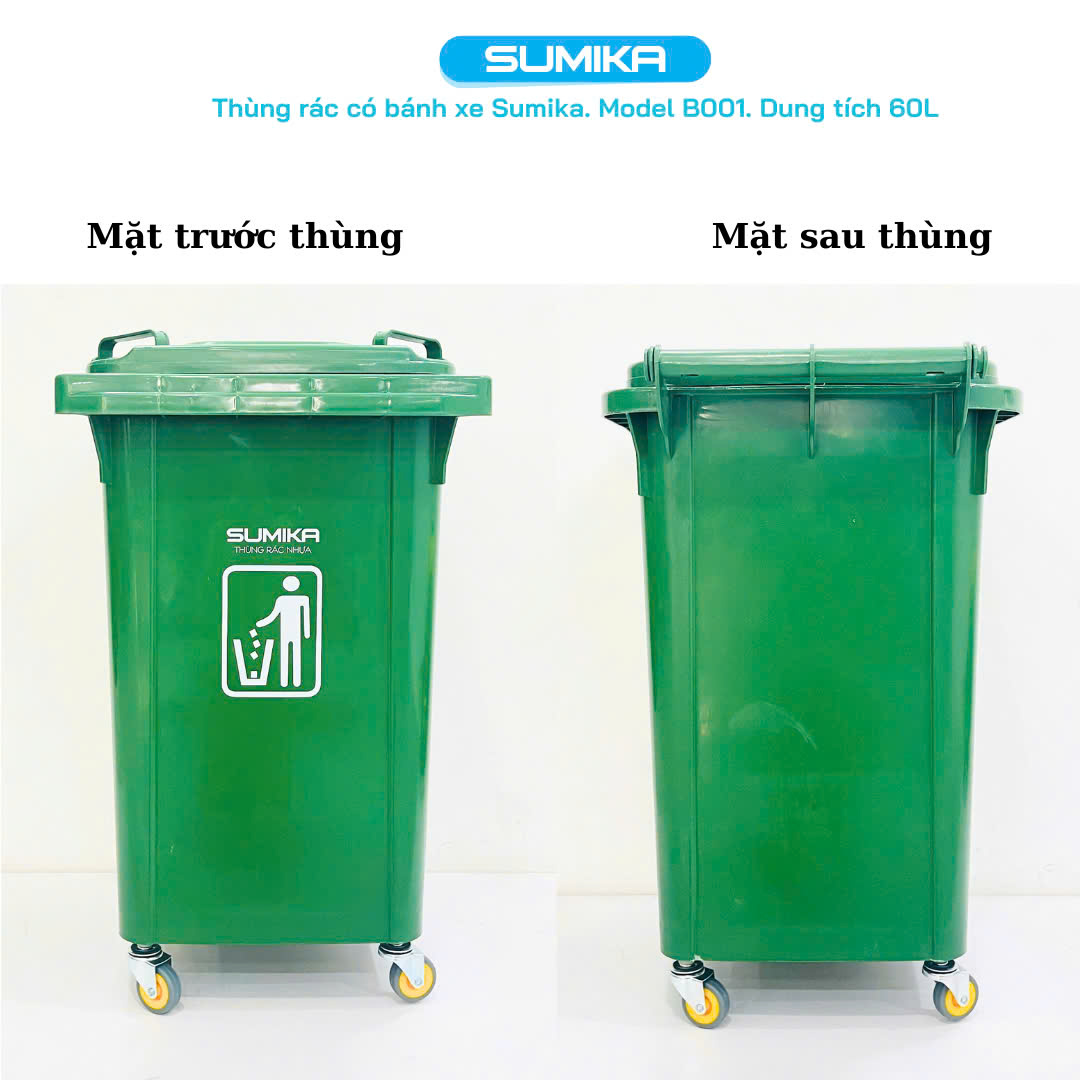 Giới thiệu thùng rác nhựa gia đình Sumika B001 60L