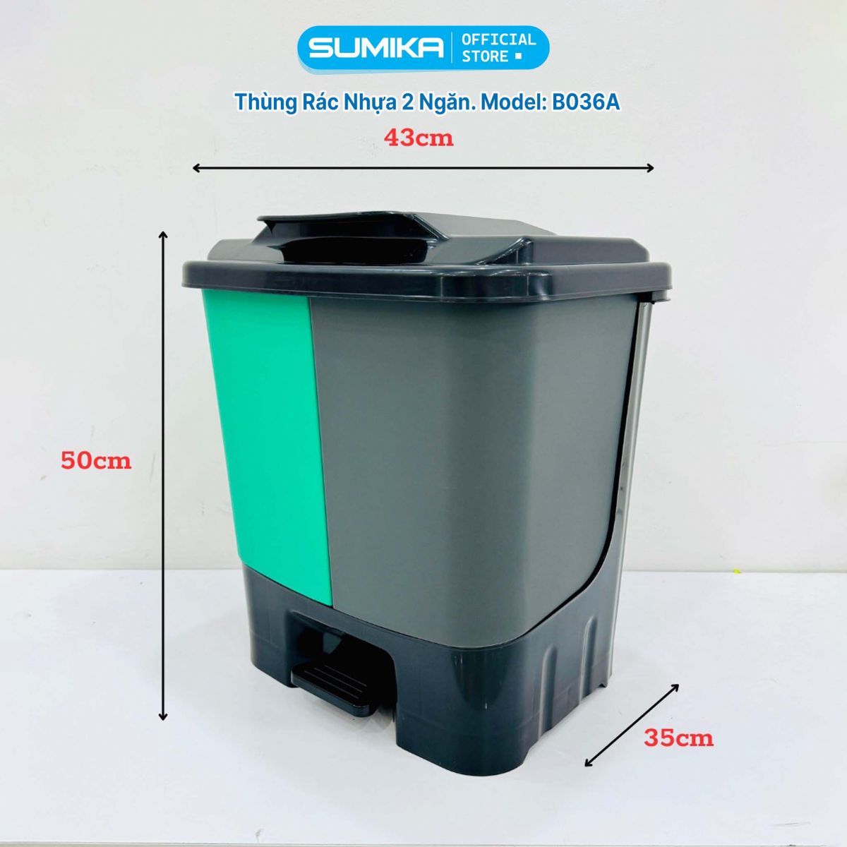Đặc điểm nổi bật của thùng rác nhựa đạp chân Sumika B036A