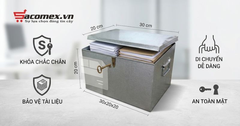  Thùng đựng hồ sơ 30 x 20 x 20 bền chắc, có khóa và quai xách tiện lợi