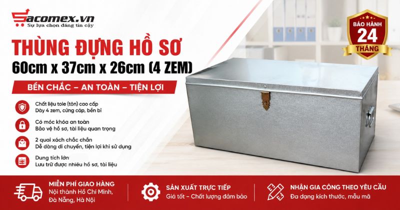Thùng đựng hồ sơ 60cm x 37cm x 26cm (4 zem)