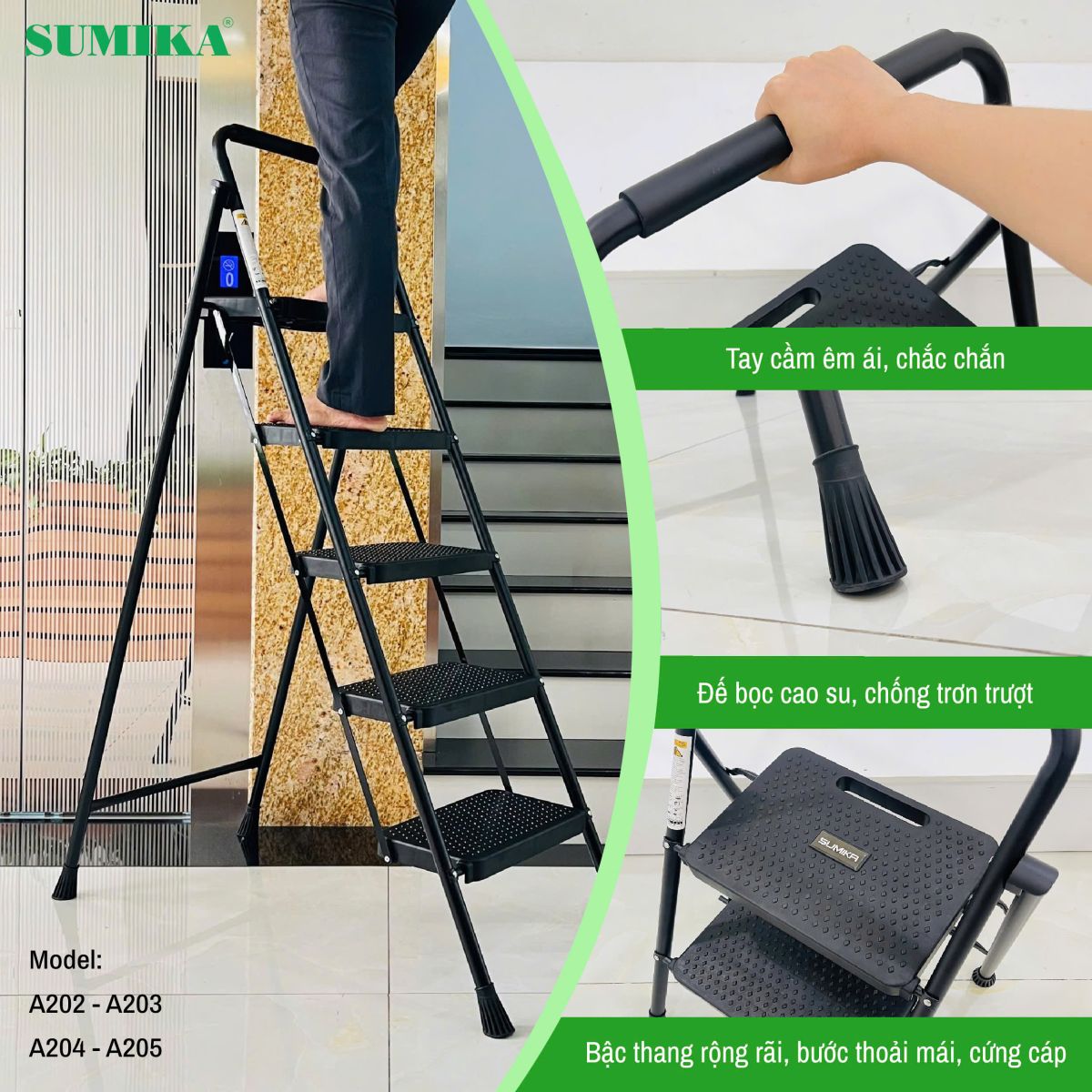Đặc điểm nổi bật của thang ghế gia đình 03 bậc Sumika A203