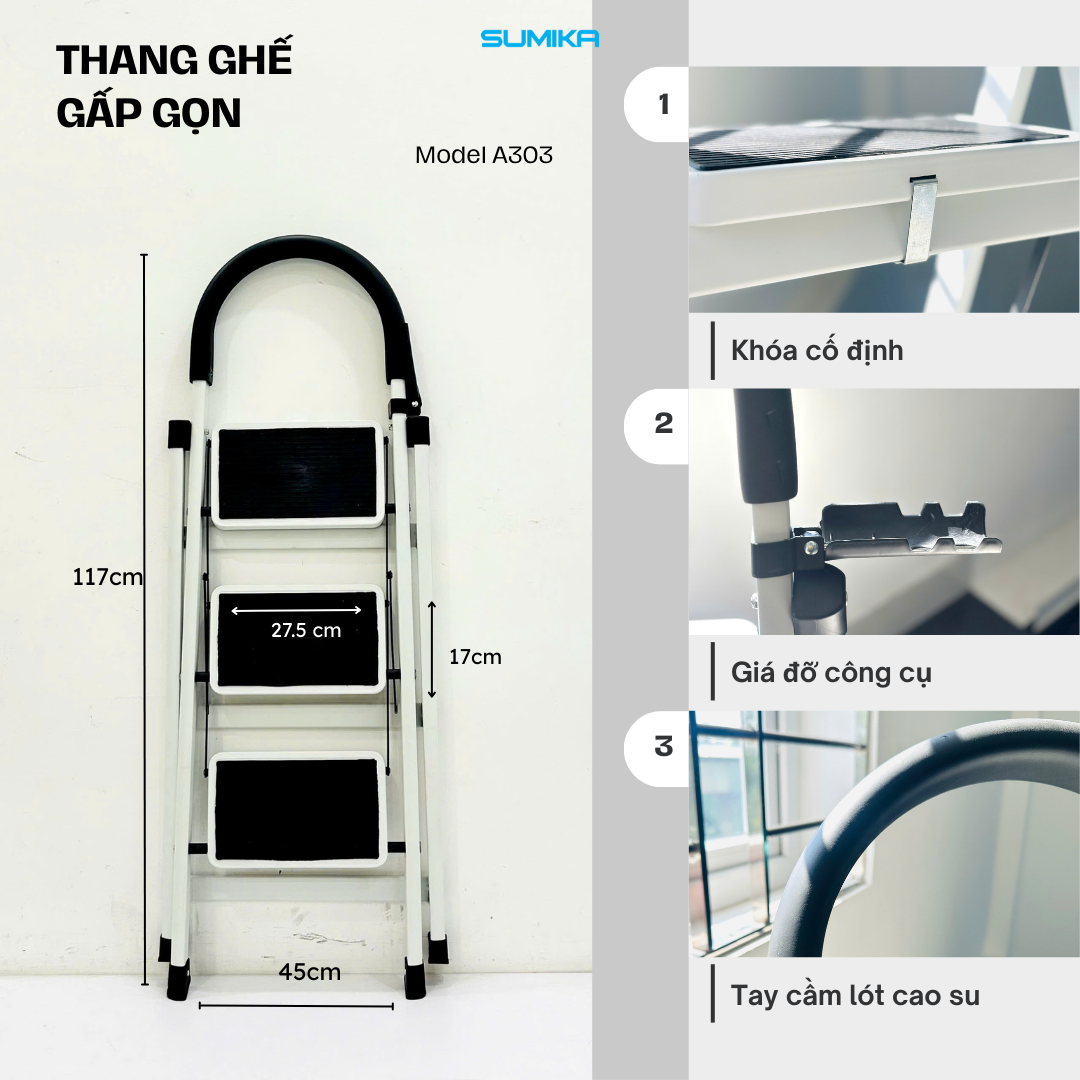 Ưu điểm nổi bật của thang ghế gia đình 03 bậc Sumika A303