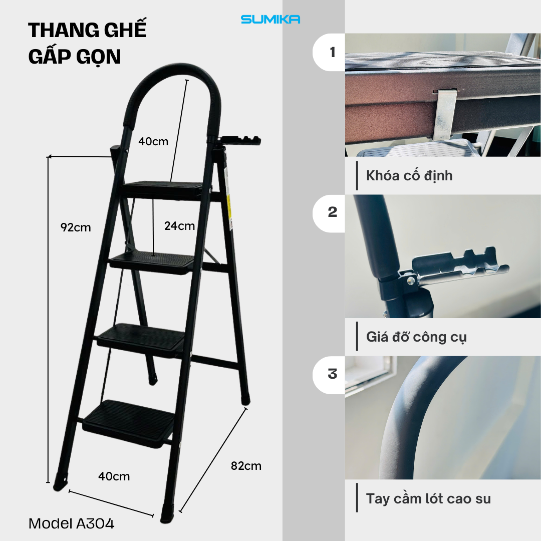 Ưu điểm nổi bật của thang ghế gia đình 04 bậc Sumika A304
