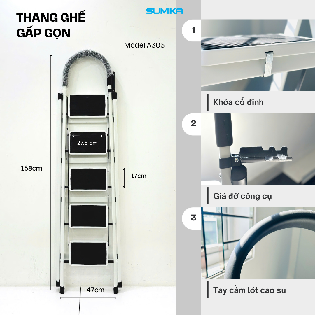 Ưu điểm nổi bật của thang ghế gia đình 05 bậc Sumika A305