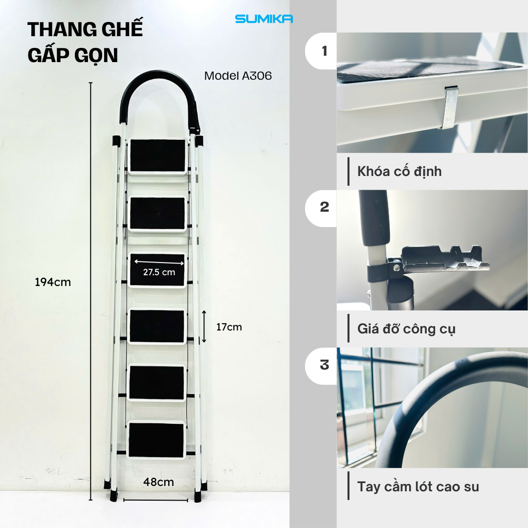 Ưu điểm nổi bật của thang ghế gia đình 6 bậc Sumika A306