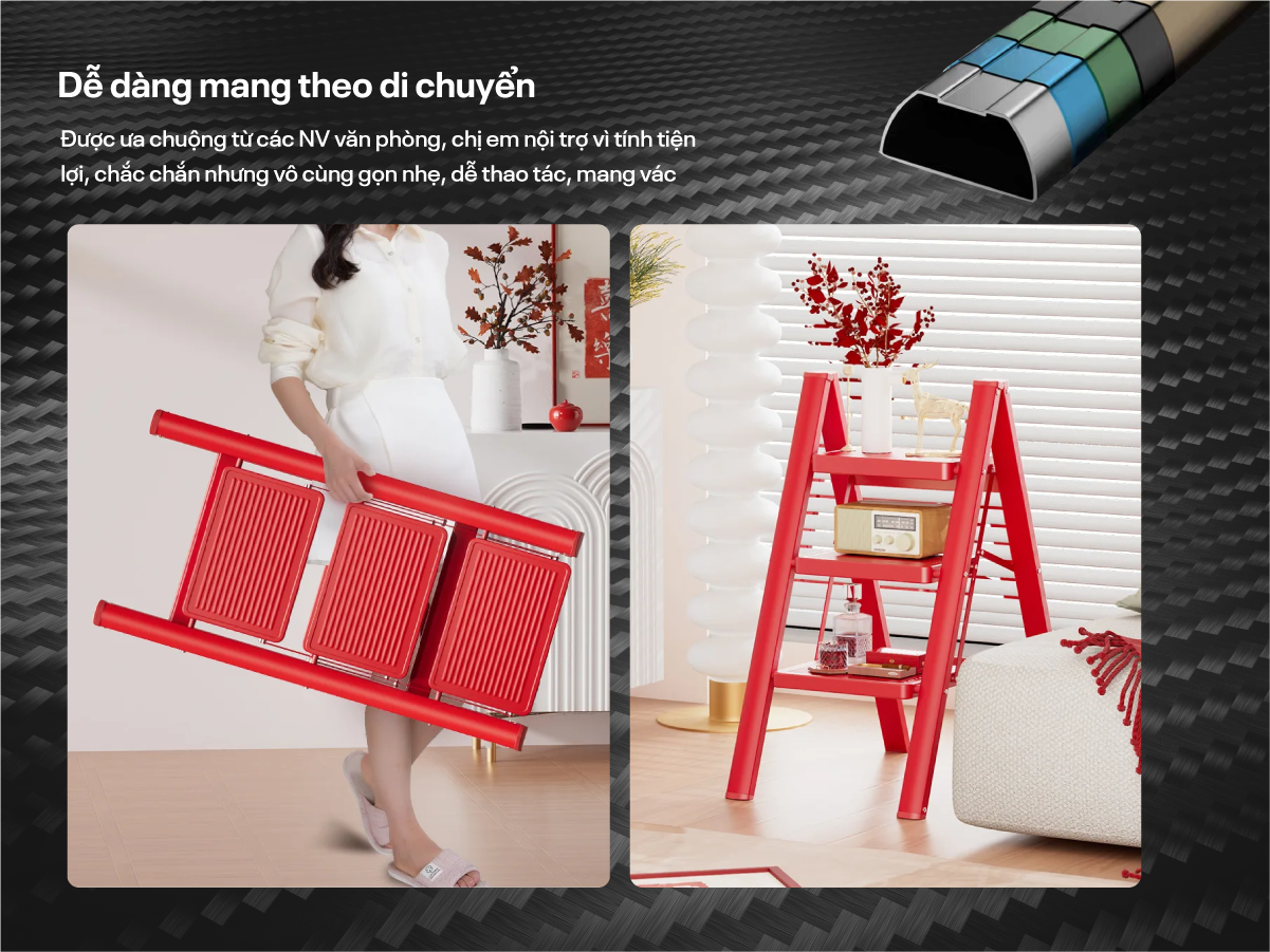 Ứng dụng thang ghế gấp gọn thông minh 4 bậc Fujihome SL104R trong gia đình