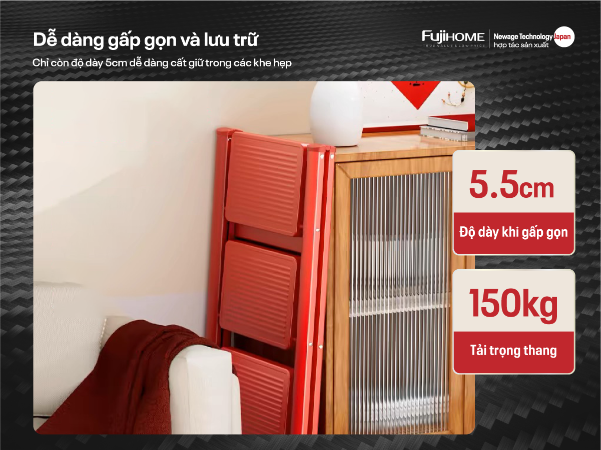Đặc điểm nổi bật của thang ghế gấp gọn thông minh 4 bậc Fujihome SL104R