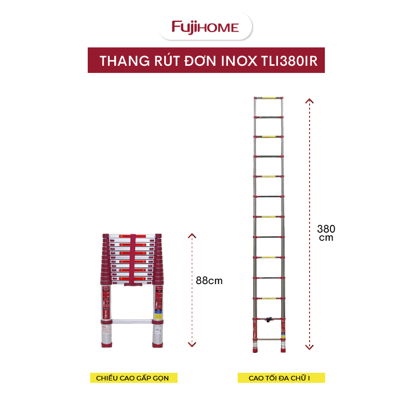 Công dụng nổi bật của thang INOX rút gọn đơn Fujihome TLI380IR