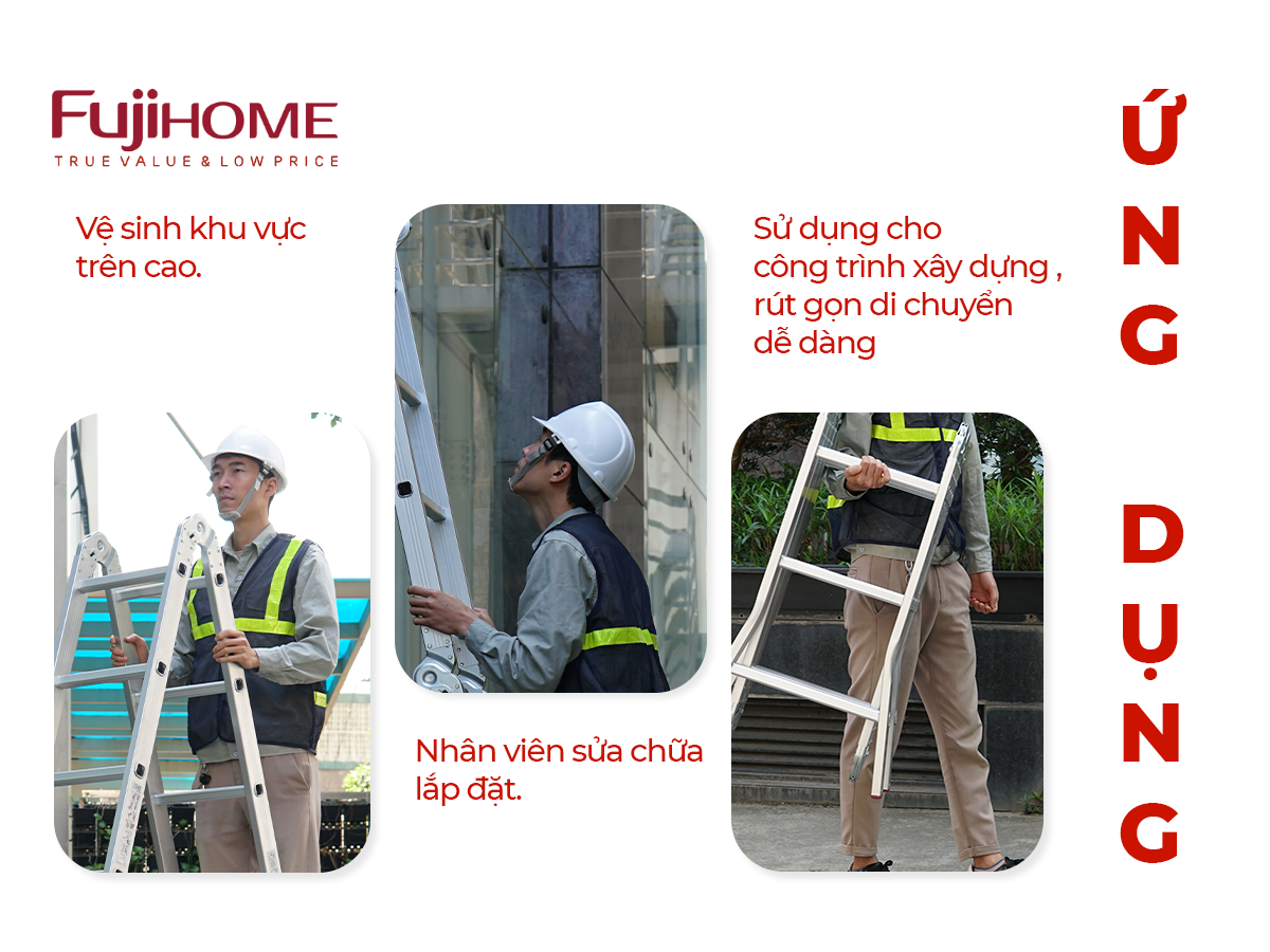 Công dụng của thang nhôm gấp đa năng 4 đoạn Fujihome ML103